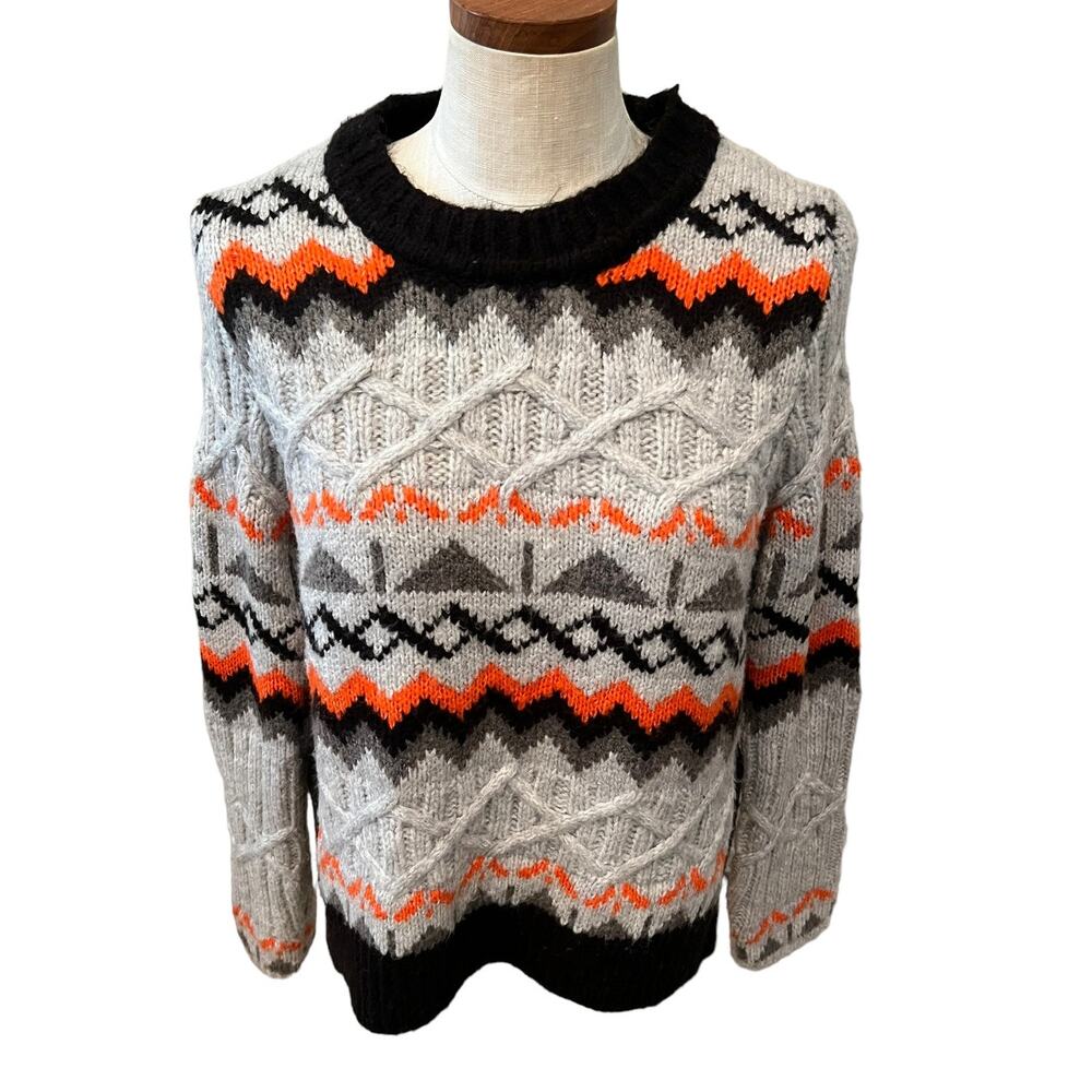 Magaschoni Colorful Cozy Chunky Knit Sweater Gray M